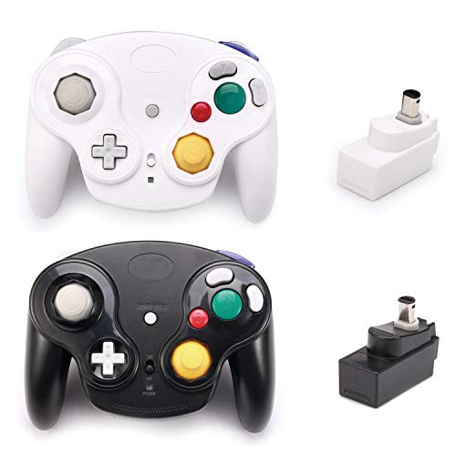 Poulep Classic 2.4G Wireless Controller Gamepad with Receiver Adapter, Compatible with for Wii Gamecube NGC GC(Black and White)