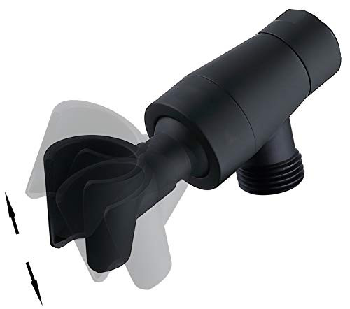 Brass Shower Head Holder for Hand Held Showerhead, Adjustable Shower Arm Bracket Mount, Universal Shower Arm Adapter (Matte Black)