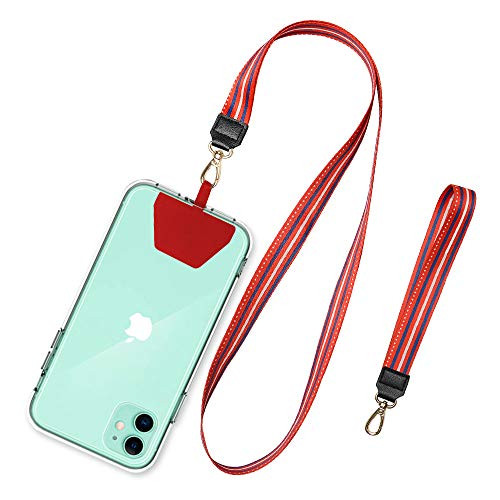 SHANSHUI Phone Leash, Universal Cell Phone Neck Lanyard and Wrist Strap Tether Lasso Patch Compatible with Protection Phone, Samsung Galacy and All Smartphones -Red