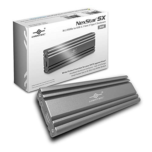 Vantec M.2 Nvme SSD to USB 3.1 Gen 2 Type C Enclosure with C to C Cable, Space Gray Color, ID6 (NST-206C3-SG) Vantec M.2 Nvme SSD to USB 3.1 Gen 2 Type C Enclosure with C to C Cable, Space Gray Color, ID6 (NST-206C3-SG)