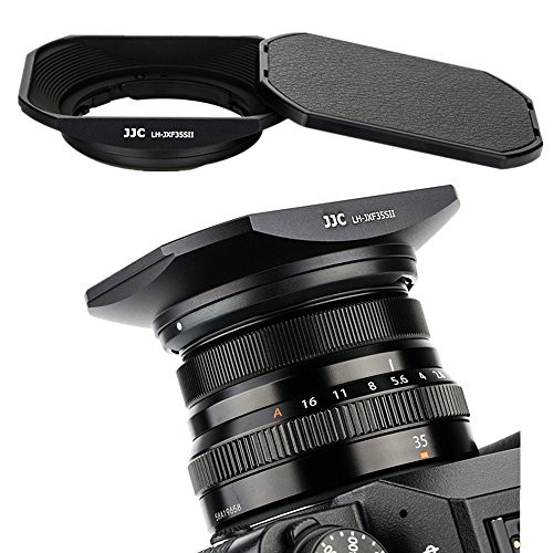 Black Square Metal Lens Hood Shade w/Cover Cap for Fujifilm Fujinon XC 35mm F2 & XF 23mm / 35mm F2 R WR Lens on X-Pro3 X-Pro2 X-Pro1 X-T4 X-T3 X-T2 X-T1 X-T30 X-T20 X-T10 X-E3 Replace Fuji LH-XF35-2