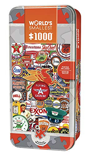 MasterPieces World's Smallest Jigsaw Puzzle Tin, Retro Petrol, Collectable Box, 1000 Mini Pieces, Assorted