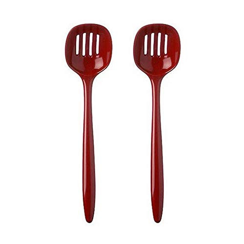 Rosti Melamine Slotted Cooking Spoons, Red - Set of 2