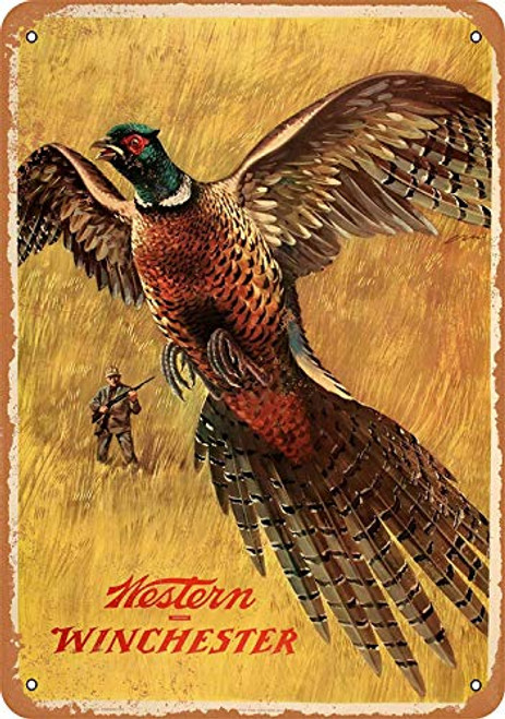 Treasun 12 x 16 Inches Metal Sign - 1958 Western Winchester Pheasant - Vintage Look Sign, bar, Cafe,Home Wall Decoration Treasun 12 x 16 Inches Metal Sign - 1958 Western Winchester Pheasant - Vintage Look Sign, bar, Cafe,Home Wall Decoration