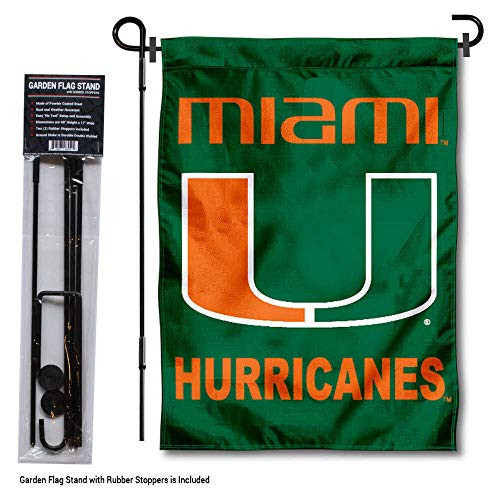 College Flags & Banners Co. Miami Hurricanes Green Garden Flag with Pole Stand Holder College Flags & Banners Co. Miami Hurricanes Green Garden Flag with Pole Stand Holder