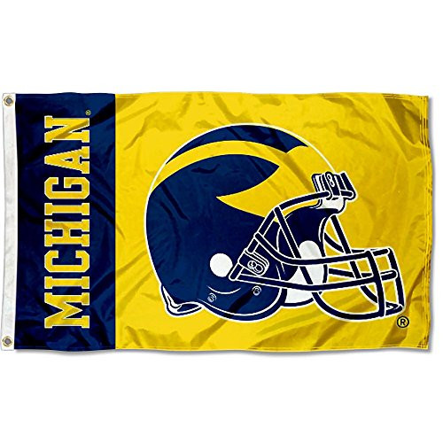 Michigan Wolverines Large Football Helmet 3x5 College Flag