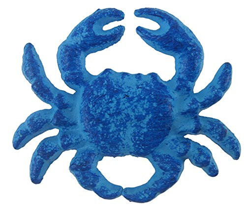 Chesapeake Bay Ocean Blue Crab Drawer Pull Painted Cast Iron Distressed Finish