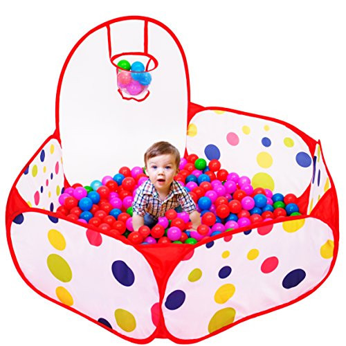 PlayO Kids Ball Pit Tent with Basketball Hoop - Kids Red Ball Pit Play Tent with Hoop and Carry Case. Toddler Pop up Playpen Tent 4 ft. (120cm) (Balls not Included) PlayO Kids Ball Pit Tent with Basketball Hoop - Kids Red Ball Pit Play Tent with Hoop and Carry Case. Toddler Pop up Playpen Tent 4 ft. (120cm) (Balls not Included)
