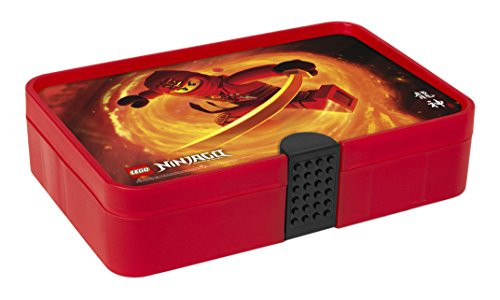 LEGO Ninjago Sorting Box, Storage Case/Container with Compartments, Translucent Red