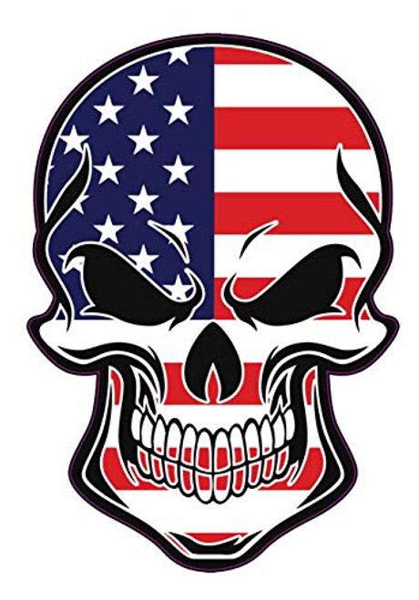 WickedGoodz American Flag Skull Vinyl Decal - US Bumper Sticker - Proud Patriotic American Gift WickedGoodz American Flag Skull Vinyl Decal - US Bumper Sticker - Proud Patriotic American Gift