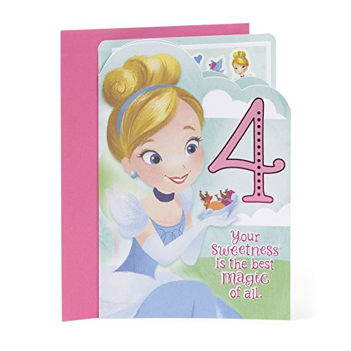 Hallmark 4th Birthday Card for Girl (Cinderella Stickers)