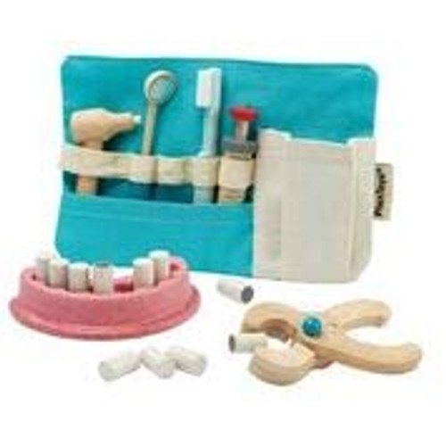 PlanToys Wooden Dentist Role Play Set (3493) | Sustainably Made from Rubberwood and Non-Toxic Paints and Dyes