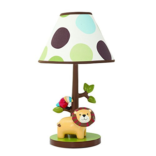 Lambs & Ivy Treetop Buddies Lion Lamp With Shade & Bulb, Brown/Green