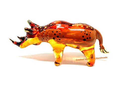 Handmade Rhino Art Art Glass Blown Wild Animal Figurine No.2 - Model 2018