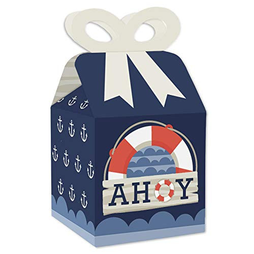 Big Dot of Happiness Ahoy - Nautical - Square Favor Gift Boxes - Baby Shower or Birthday Party Bow Boxes - Set of 12 Big Dot of Happiness Ahoy - Nautical - Square Favor Gift Boxes - Baby Shower or Birthday Party Bow Boxes - Set of 12