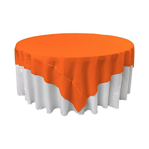 LA Linen Tablcloth Polyester Poplin Square Tablecloth, 90-Inch, Orange