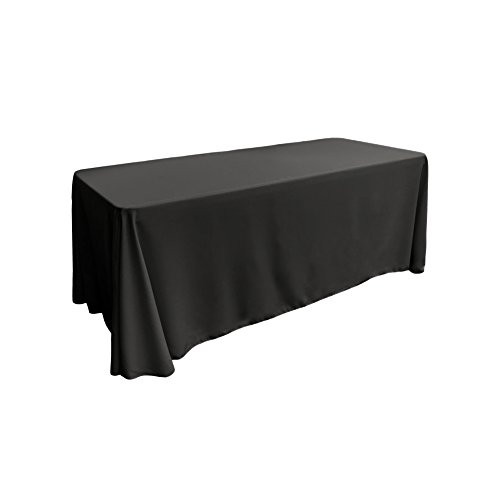 LA Linen Polyester Poplin Rectangular Tablecloth, 90" x 156", Black