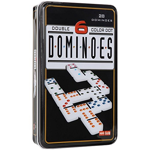 Moshells Double 6 Color Dot Dominoes In Tin Case