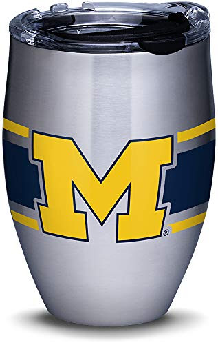 Tervis Michigan Wolverines Stripes Stainless Steel Insulated Tumbler with Clear and Black Hammer Lid, 12oz, Silver