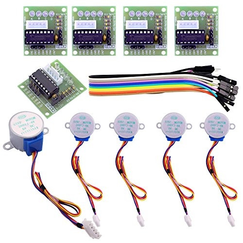 FTCBlock 5 Sets 28BYJ-48 ULN2003 5V Stepper Motor ULN2003 Driver Board with 40pin Jumper Wire for Arduino