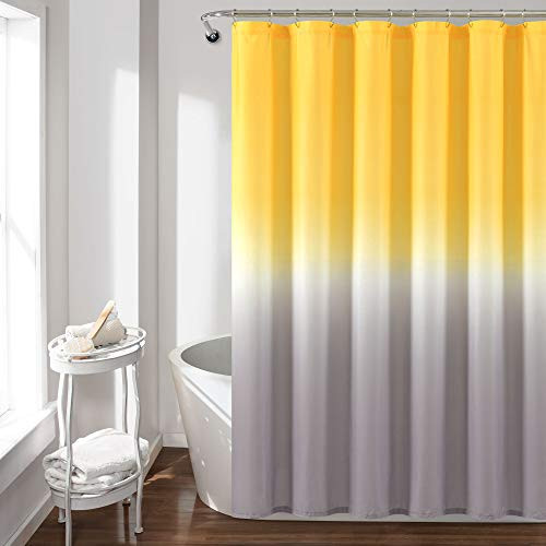 Lush Decor Umbre Fiesta Shower Curtain, 72" x 72", Yellow and Gray