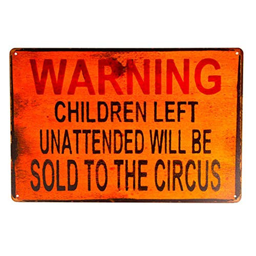 dingleiever-TIN Sign Warning Children Circus Metal Decor Art Kitchen Store Ranch Bar