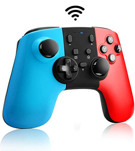 YHT Wireless Pro Controller for Nintendo Switch/Lite,Remote Switch Controller Gamepad for Nintendo Switch Console with 6-Axis Gyro Motion Control,Turbo Function and 3 Level Vibrations(Red&Blue)