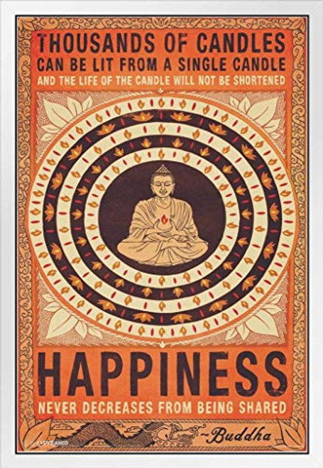 Pyramid America Thousands of Candles Buddha Happiness Quote Motivational White Wood Framed Poster 14x20 Pyramid America Thousands of Candles Buddha Happiness Quote Motivational White Wood Framed Poster 14x20