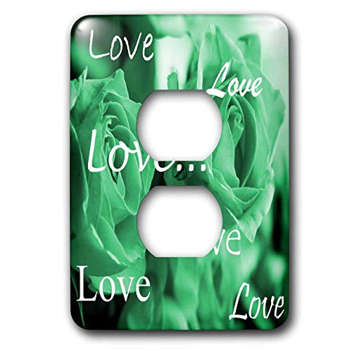 3dRose lsp_6920_6 Three Dusty Green Roses With Love 2 Plug Outlet Cover, Multicolored