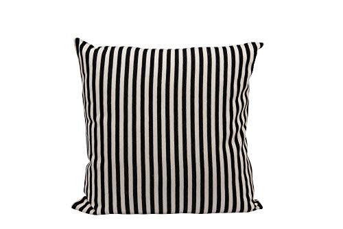 Creative Co-Op Square Cotton Woven Pillow with Black & Cream Stripes