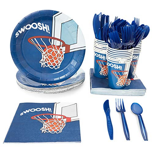 Juvale Basketball Party Supplies, Dinnerware Set for 24 Guests (144 Pieces)