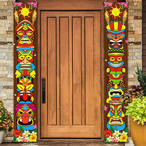 Tiki Banner Happy Luau Party Decoration Set, Tiki Porch Sign for Hibiscus Party Hawaii Tropical Banner Tiki Door Banner Carnival Party Jungle Background Backdrop Tiki Banner Happy Luau Party Decoration Set, Tiki Porch Sign for Hibiscus Party Hawaii Tropical Banner Tiki Door Banner Carnival Party Jungle Background Backdrop