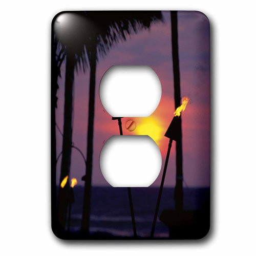 3dRose lsp_89717_6 Tiki Torches Hawaii - Us12 Dpb1422 - Douglas Peebles 2 Plug Outlet Cover