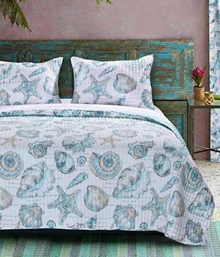 Barefoot Bungalow Cruz Coastal Quilt Set, 3-Piece Full/Queen, White