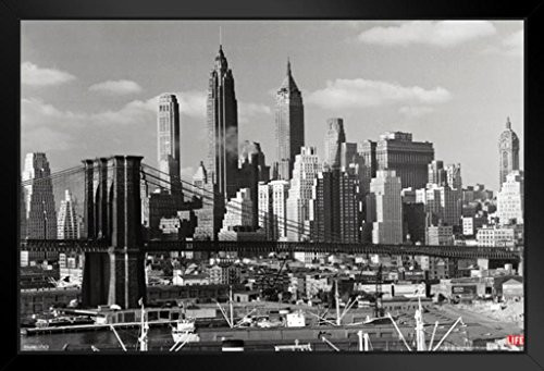Pyramid America Time Life Manhattan New York City Landscape 1948 Vintage Photo Photograph Black Wood Framed Art Poster 14x20