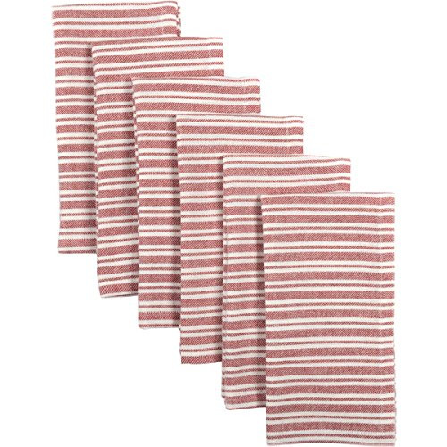 VHC Brands Americana Farmhouse Tabletop & Kitchen - Classic Stripe Napkin Set of 6, One Size, Red VHC Brands Americana Farmhouse Tabletop & Kitchen - Classic Stripe Napkin Set of 6, One Size, Red
