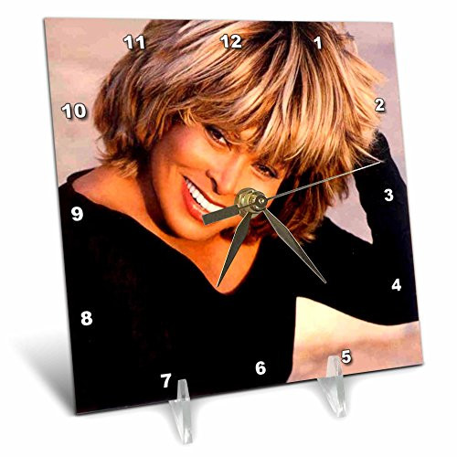 3dRose LLC Tina Turner 6 by 6-Inch Desk Clock