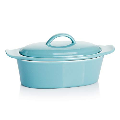 Butter Boat, French Butter Dish with Water, Porcelain - Fresh Soft Butter without Refrigeration, Turquoise - Better Butter & Beyond