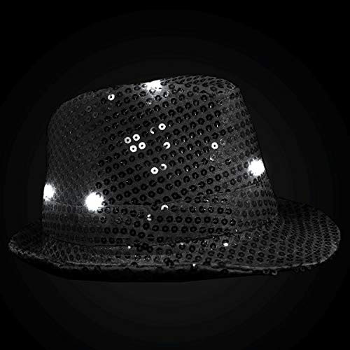 blinkee LED Flashing Fedora Hat with Black Sequins by