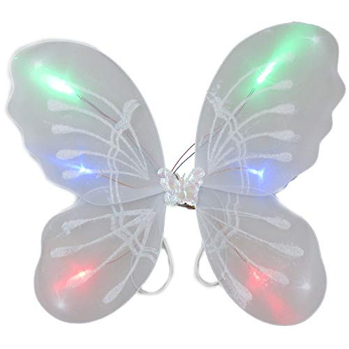 blinkee Light Up White Fairy Butterfly Wings by LED Halloween Costume for Trick or Treating and Night Time Safely