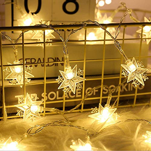 Christmas String Lights, 16 ft 40 LED Fairy Lights Battery Operated Waterproof for Xmas Garden Patio Bedroom Party Decor Indoor Outdoor Celebration Lighting, Warm White (Snowflake) (warm color) Christmas String Lights, 16 ft 40 LED Fairy Lights Battery Operated Waterproof for Xmas Garden Patio Bedroom Party Decor Indoor Outdoor Celebration Lighting, Warm White (Snowflake) (warm color)