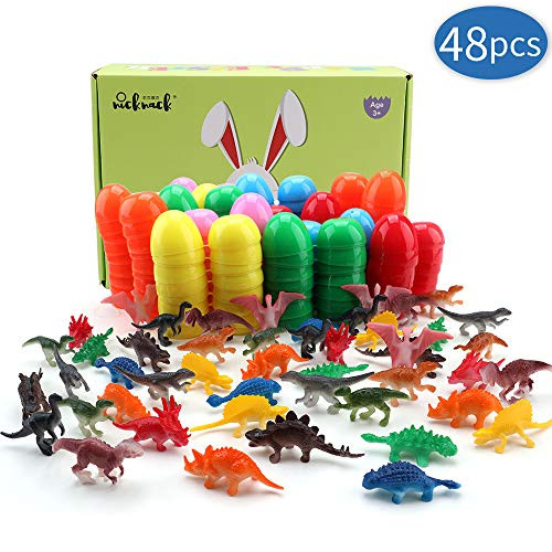 nicknack Easter Eggs Fillers Eggs Toys inside 48PCS Filled with Dinosaur Party Favor Egg Stuffers for Kids Easter Egg Hunt