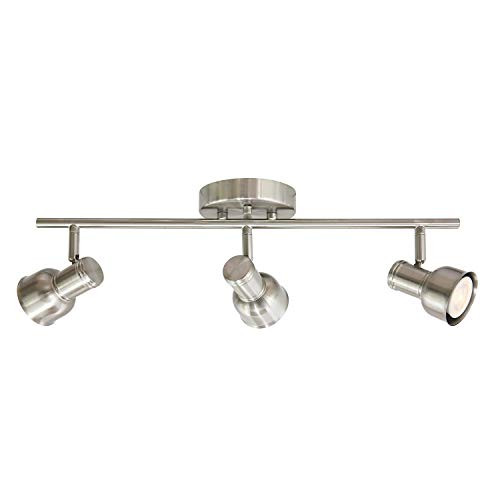 TODOLUZ 3-Light Track Lighting GU10 LED Bulb Included for Kitchen Picture Wall, Adjustable Heads Spotlight Ceiling Light with Brushed Nickel Finished