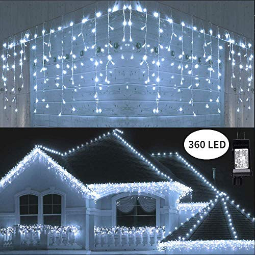 Toodour LED Icicle Lights, 360 LED, 29.5ft, 8 Modes, Window Curtain Fairy Lights with 60 Drops, Led Christmas Lights, Icicle Fairy Twinkle Lights for Party, Holiday, Wedding Decorations (Pure White) Toodour LED Icicle Lights, 360 LED, 29.5ft, 8 Modes, Window Curtain Fairy Lights with 60 Drops, Led Christmas Lights, Icicle Fairy Twinkle Lights for Party, Holiday, Wedding Decorations (Pure White)