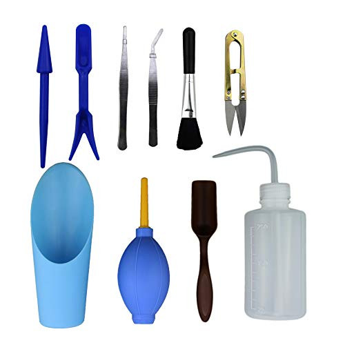 Mini Garden Hand Tools 10 Pieces Transplanting Tools Succulent Tools Miniature Planting Gardening Tool Set for Indoor Miniature Fairy Garden Plant Care (Blue)