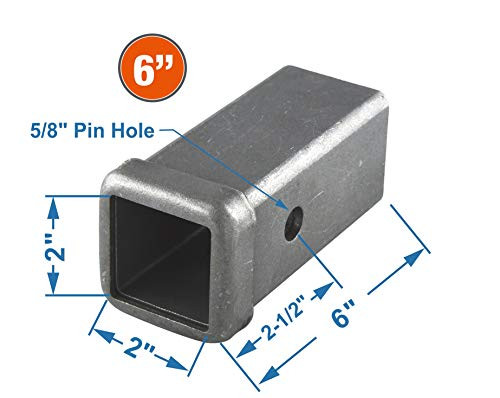 TOPTOW 64453 Trailer Hitch Receiver Tube Weld on Raw Steel for 2 Inches Hitch Receiver, 6 inch Length