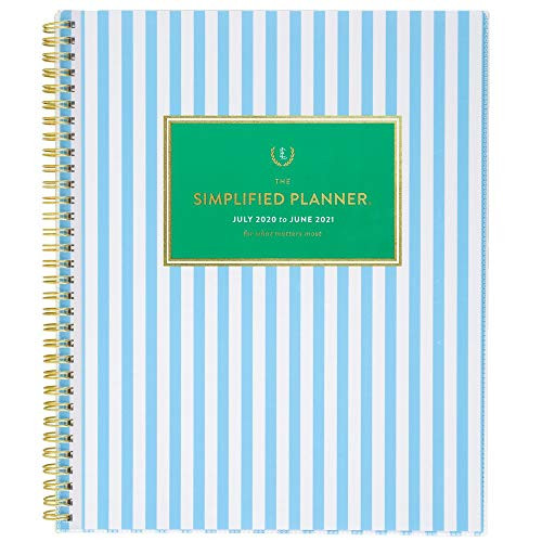 Academic Planner 2020-2021, Simplified for AT-A-GLANCE Weekly & Monthly Planner, 8-1/2" x 11", Large, Customizable, Blue Stripe (EL401-901A)