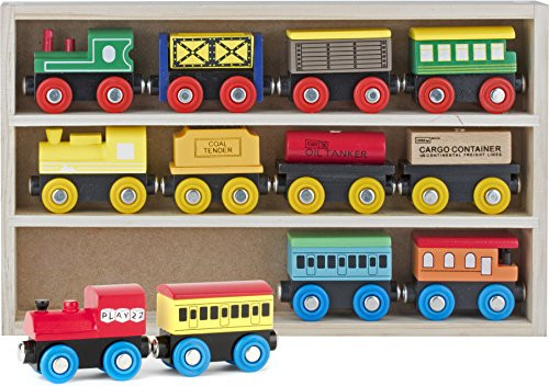 Play22 Wooden Train Set 12 PCS - Train Toys Magnetic Set Includes 3 Engines - Toy Train Sets For Kids Toddler Boys And Girls - Compatible With Thomas Train Set Tracks And Major Brands - Original