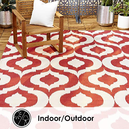 Home Dynamix 14219L-200 Trina Turk Rio Vivianna Moroccan Indoor/Outdoor Area Rug 2'x3', Ikat Red/Crisp White