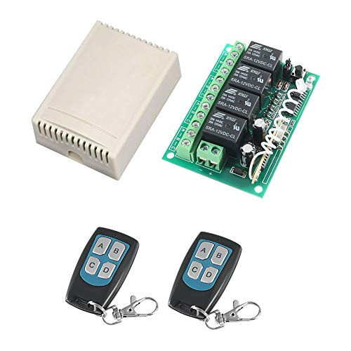 DC 12V 4-Channel Wireless Remote Control Switch, MELIFE 315Mhz RF Switch 2 Transmitter & 1 Receiver for Garage Door Openers, Cars, LED Lights & More